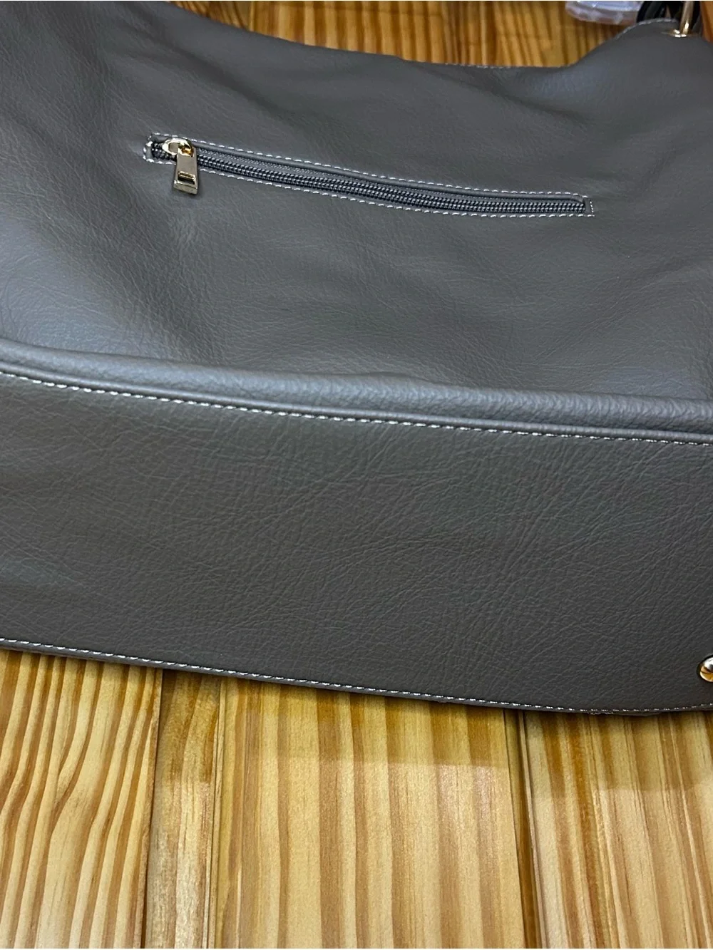 Everyday Curved-Stitch Shoulder Bag in Taupe